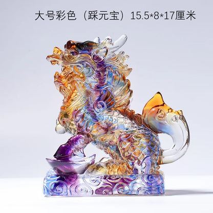 Ancient Coloured glaze unicorn ornaments kirin handicraft gifts auspicious and lucky omen