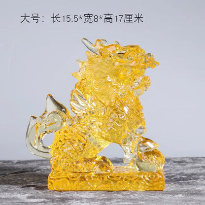 Ancient Coloured glaze unicorn ornaments kirin handicraft gifts auspicious and lucky omen