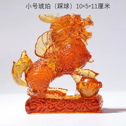 Ancient Coloured glaze unicorn ornaments kirin handicraft gifts auspicious and lucky omen