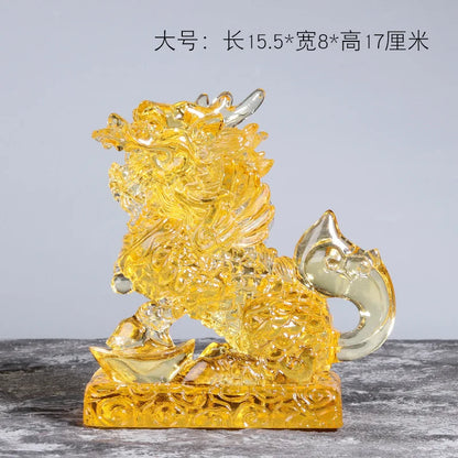 Ancient Coloured glaze unicorn ornaments kirin handicraft gifts auspicious and lucky omen