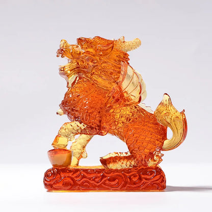 Ancient Coloured glaze unicorn ornaments kirin handicraft gifts auspicious and lucky omen