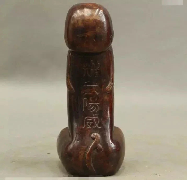 Ancient Culture Chinese Bronze Gilt Mighty Beast Lion PiXiu Shape Penis Statue