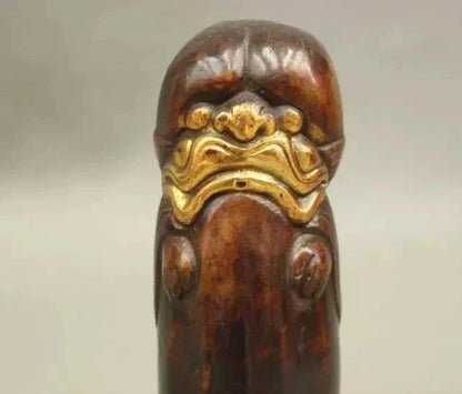 Ancient Culture Chinese Bronze Gilt Mighty Beast Lion PiXiu Shape Penis Statue