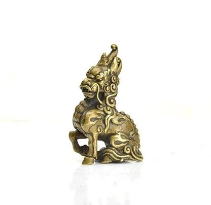 Ancient God Beast Bronze Ware Ornament Auspicious Beast Lion Dragon Solid Pure Copper Unicorn Kylin Bronze Statue