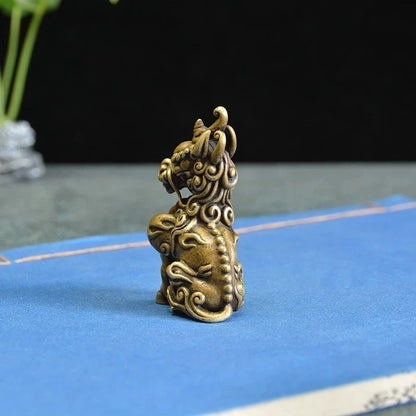 Ancient God Beast Bronze Ware Ornament Auspicious Beast Lion Dragon Solid Pure Copper Unicorn Kylin Bronze Statue