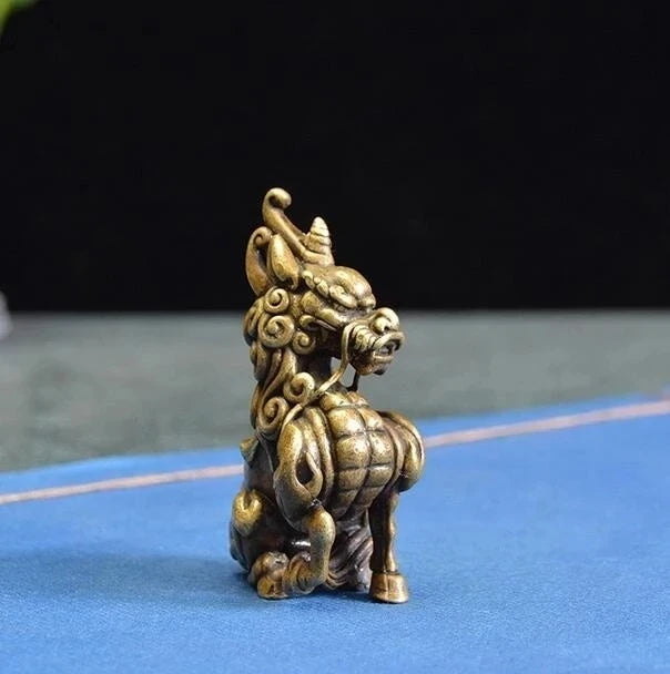 Ancient God Beast Bronze Ware Ornament Auspicious Beast Lion Dragon Solid Pure Copper Unicorn Kylin Bronze Statue