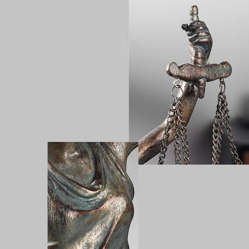 Ancient Greek Goddess Fairness Justice Law Balance Angel Figure Statue Handicraft, Home Living Room Desktop Office Decoration