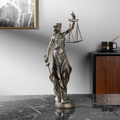 Ancient Greek Goddess Fairness Justice Law Balance Angel Figure Statue Handicraft, Home Living Room Desktop Office Decoration