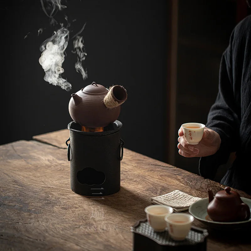 Ancient Iron Charcoal Stove Alcohol Stove Tea Cooker Meteorite Oven Stove Charcoal Olive Carbon Copper Stove Copper Pot Tea Se