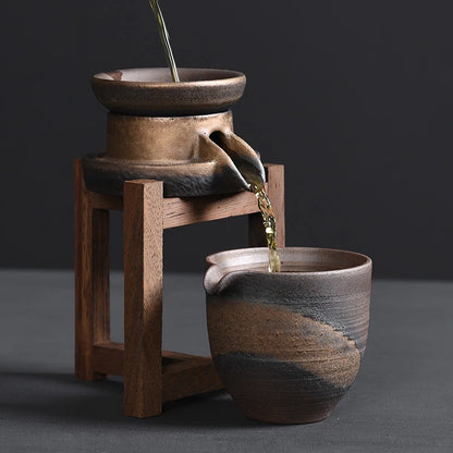 Ancient Zaoyaki Tea Infuser Retro Stoneware Tea Strainer Home Zen Japanese Style Fair Cup Accessories Teaware Kitchen Dining Bar