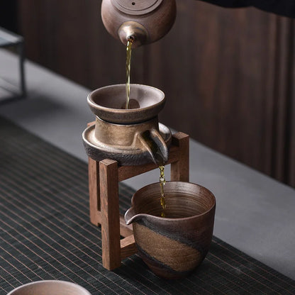 Ancient Zaoyaki Tea Infuser Retro Stoneware Tea Strainer Home Zen Japanese Style Fair Cup Accessories Teaware Kitchen Dining Bar
