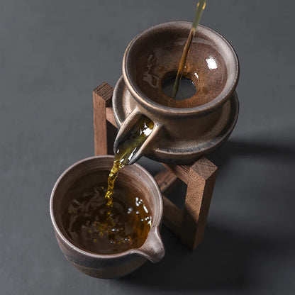 Ancient Zaoyaki Tea Infuser Retro Stoneware Tea Strainer Home Zen Japanese Style Fair Cup Accessories Teaware Kitchen Dining Bar