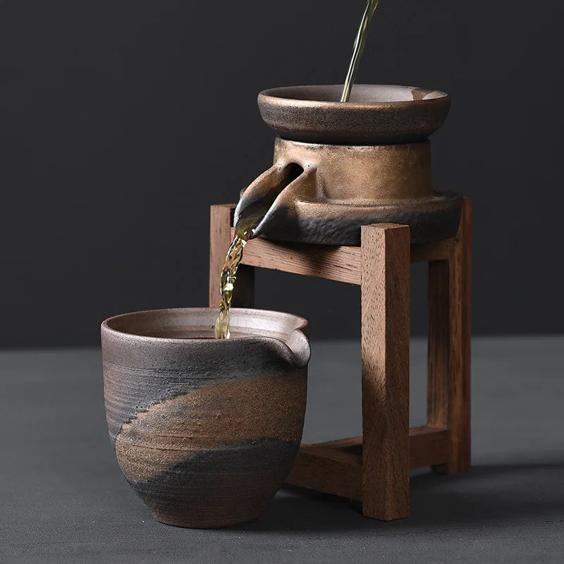 Ancient Zaoyaki Tea Infuser Retro Stoneware Tea Strainer Home Zen Japanese Style Fair Cup Accessories Teaware Kitchen Dining Bar