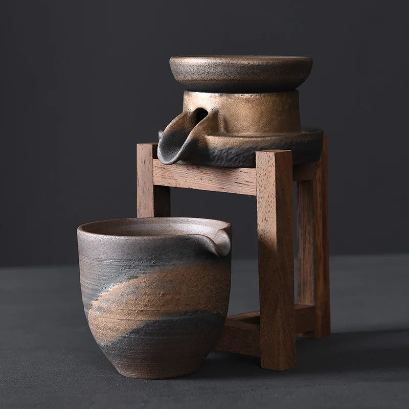 Ancient Zaoyaki Tea Infuser Retro Stoneware Tea Strainer Home Zen Japanese Style Fair Cup Accessories Teaware Kitchen Dining Bar