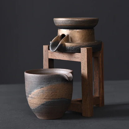 Ancient Zaoyaki Tea Infuser Retro Stoneware Tea Strainer Home Zen Japanese Style Fair Cup Accessories Teaware Kitchen Dining Bar