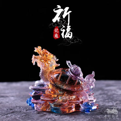 Ancient method Coloured glaze  dragon turtle ornament crafts Home Decorations gift