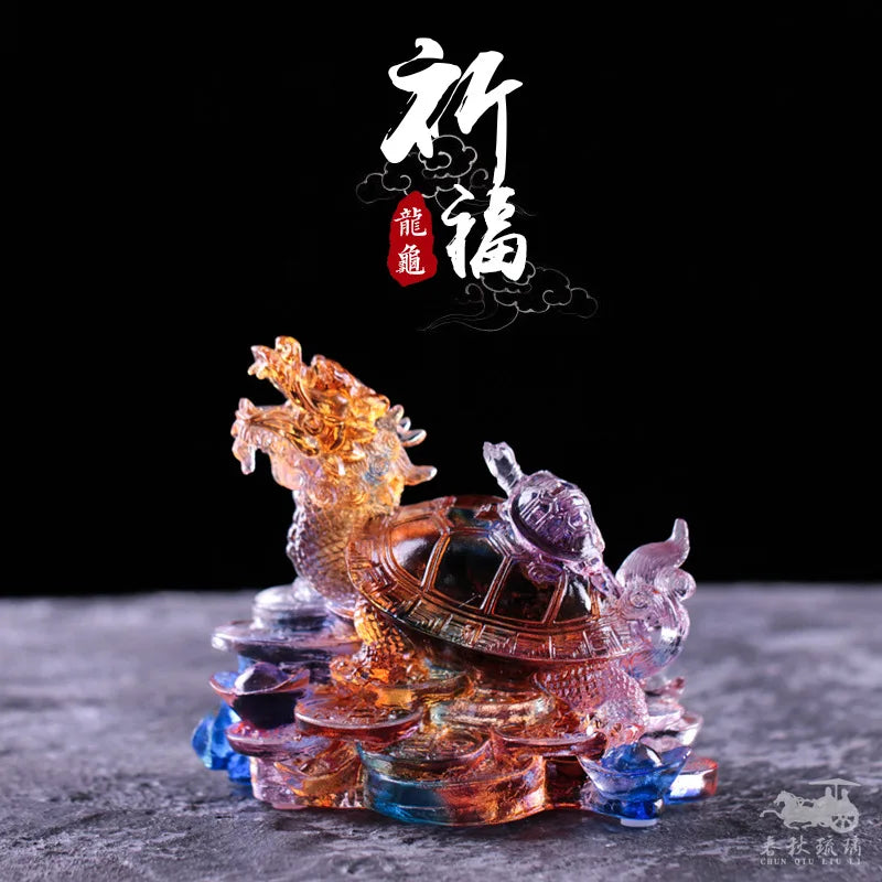 Ancient method Coloured glaze  dragon turtle ornament crafts Home Decorations gift