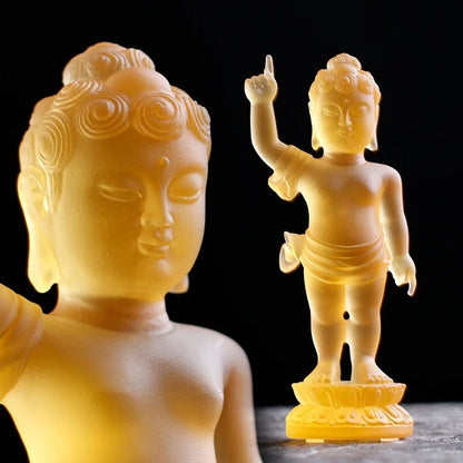 Ancient method glazed prince Buddha bathing buddha Shakyamuni Buddha little Prince Home Buddhist temple worship ornaments
