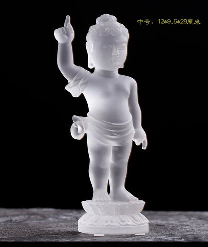 Ancient method glazed prince Buddha bathing buddha Shakyamuni Buddha little Prince Home Buddhist temple worship ornaments