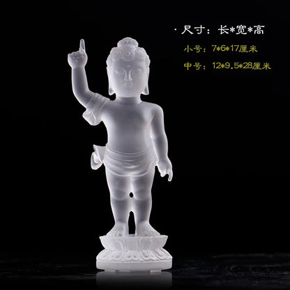Ancient method glazed prince Buddha bathing buddha Shakyamuni Buddha little Prince Home Buddhist temple worship ornaments