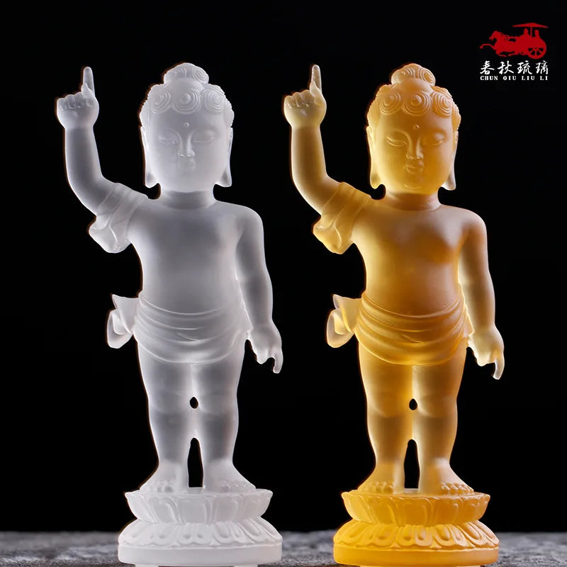 Ancient method glazed prince Buddha bathing buddha Shakyamuni Buddha little Prince Home Buddhist temple worship ornaments