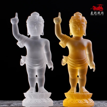 Ancient method glazed prince Buddha bathing buddha Shakyamuni Buddha little Prince Home Buddhist temple worship ornaments