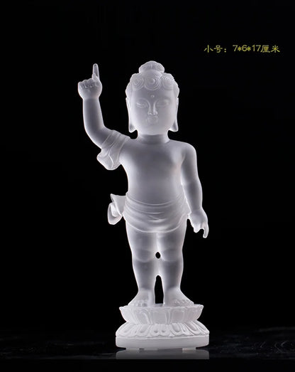 Ancient method glazed prince Buddha bathing buddha Shakyamuni Buddha little Prince Home Buddhist temple worship ornaments