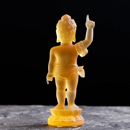 Ancient method glazed prince Buddha bathing buddha Shakyamuni Buddha little Prince Home Buddhist temple worship ornaments