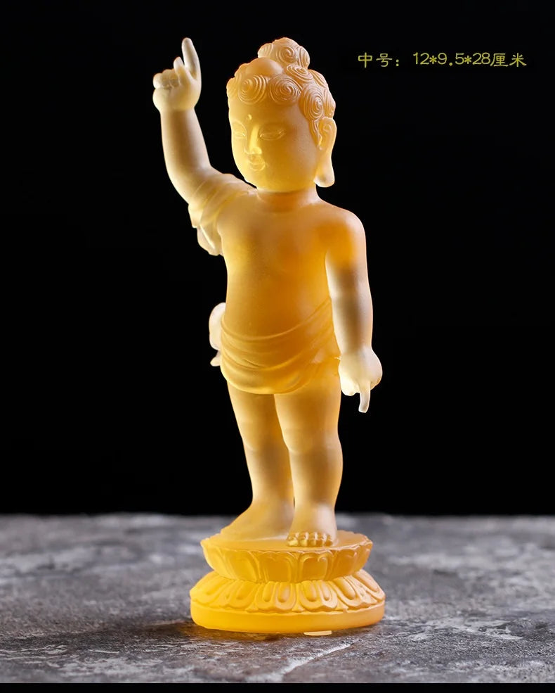 Ancient method glazed prince Buddha bathing buddha Shakyamuni Buddha little Prince Home Buddhist temple worship ornaments