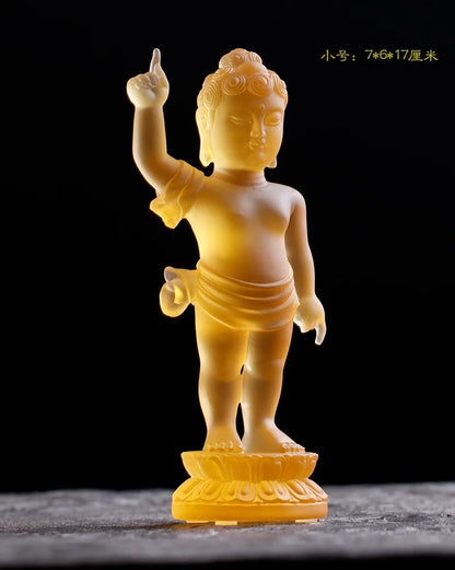 Ancient method glazed prince Buddha bathing buddha Shakyamuni Buddha little Prince Home Buddhist temple worship ornaments