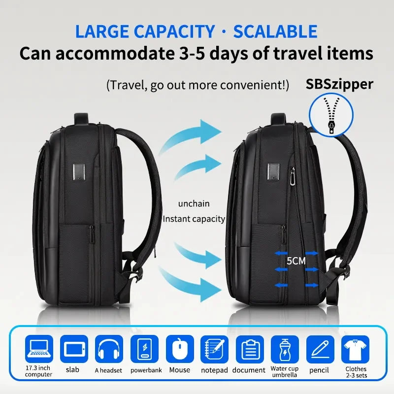Andralyn New Multifunction Backpack Men's Business Backpack High Quality Classic Travel Male Backpacks Fit 17.3 Inch Laptop