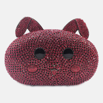 Animal Cat Shape Woman Clutch Gold Silver AB Purple Banquet Cocktail Prom Bag Diamond Party Crystal Purse Wedding Bridal Handbag
