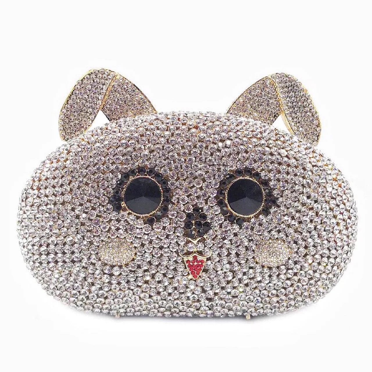 Animal Cat Shape Woman Clutch Gold Silver AB Purple Banquet Cocktail Prom Bag Diamond Party Crystal Purse Wedding Bridal Handbag