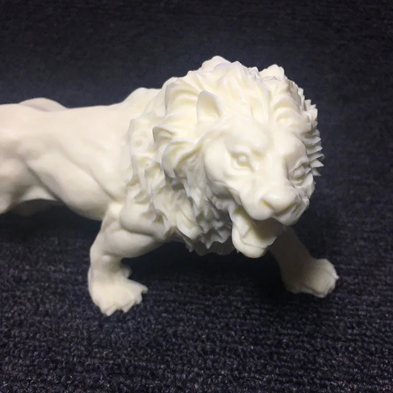 Animal Male lion Figurine Resin Art Sculpture White Cute Home Room Office Car Decoration Statue Gift Souvenir 6.28 in