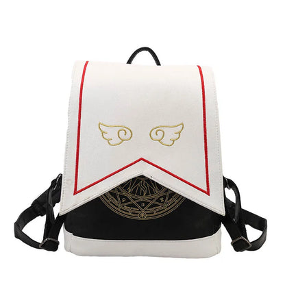 Anime Card Captor Sakura Bags KINOMOTO SAKURA Backpacks Embroidery Wing Japanese Pu Leather ShoulderBag Mochila Lolita
