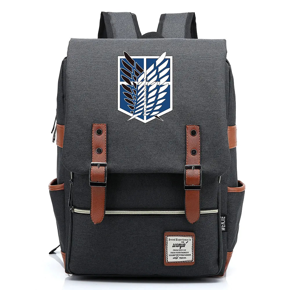 Anime Cartoon Attack on Titan Freedom Wings Buckle Backpack - Thumbnail 5