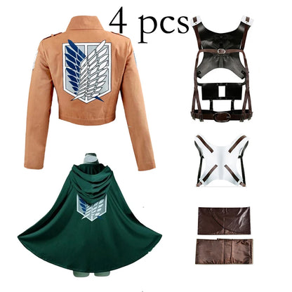 Anime Cloak Shingeki no Kyojin Cosplay Costumes Recon Corps Harness Belt Apron Skirt Scouting Legion Cape