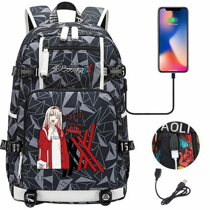 Anime DARLING In The FRANXX USB Boy Girl School Book Bags Large Capacity Teenagers Student Schoolbags Women Men Laptop Backpack