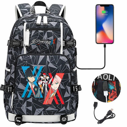 Anime DARLING In The FRANXX USB Boy Girl School Book Bags Large Capacity Teenagers Student Schoolbags Women Men Laptop Backpack