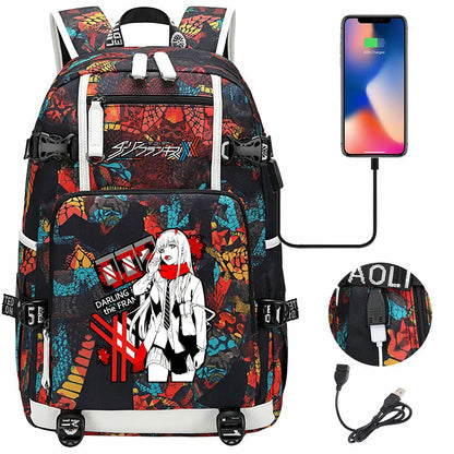 Anime DARLING In The FRANXX USB Boy Girl School Book Bags Large Capacity Teenagers Student Schoolbags Women Men Laptop Backpack