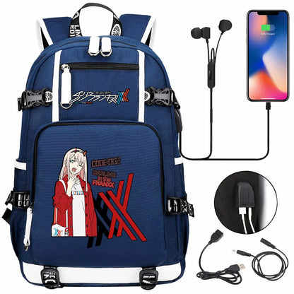 Anime DARLING In The FRANXX USB Boy Girl School Book Bags Large Capacity Teenagers Student Schoolbags Women Men Laptop Backpack