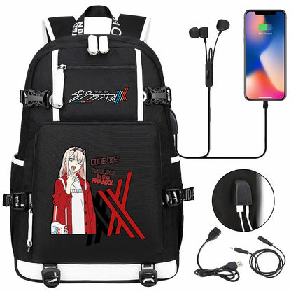 Anime DARLING In The FRANXX USB Boy Girl School Book Bags Large Capacity Teenagers Student Schoolbags Women Men Laptop Backpack