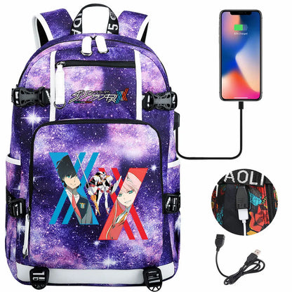 Anime DARLING In The FRANXX USB Boy Girl School Book Bags Large Capacity Teenagers Student Schoolbags Women Men Laptop Backpack