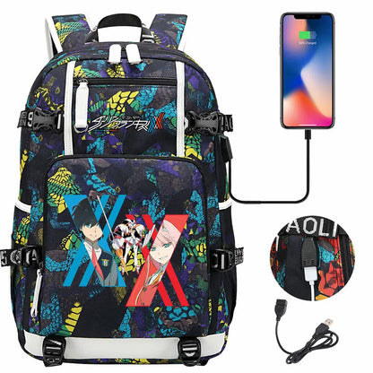 Anime DARLING In The FRANXX USB Boy Girl School Book Bags Large Capacity Teenagers Student Schoolbags Women Men Laptop Backpack