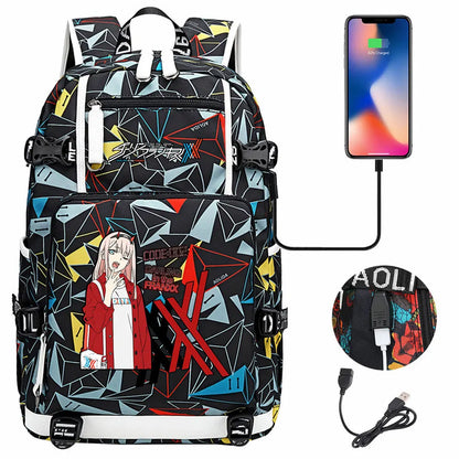 Anime DARLING In The FRANXX USB Boy Girl School Book Bags Large Capacity Teenagers Student Schoolbags Women Men Laptop Backpack