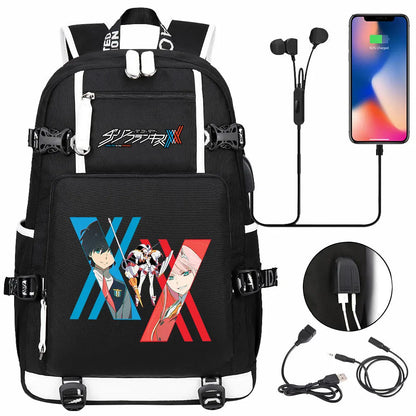 Anime DARLING In The FRANXX USB Boy Girl School Book Bags Large Capacity Teenagers Student Schoolbags Women Men Laptop Backpack