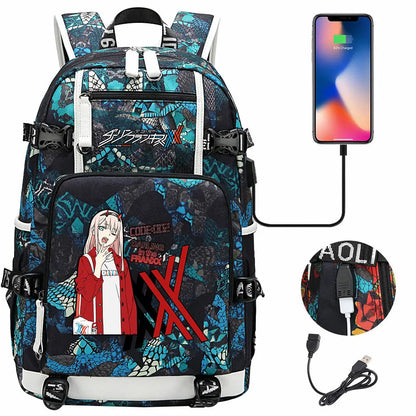 Anime DARLING In The FRANXX USB Boy Girl School Book Bags Large Capacity Teenagers Student Schoolbags Women Men Laptop Backpack