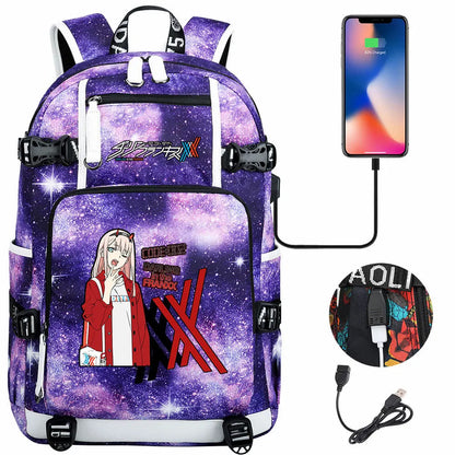 Anime DARLING In The FRANXX USB Boy Girl School Book Bags Large Capacity Teenagers Student Schoolbags Women Men Laptop Backpack