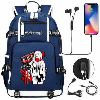Anime DARLING In The FRANXX USB Boy Girl School Book Bags Large Capacity Teenagers Student Schoolbags Women Men Laptop Backpack