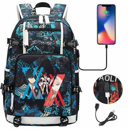 Anime DARLING In The FRANXX USB Boy Girl School Book Bags Large Capacity Teenagers Student Schoolbags Women Men Laptop Backpack